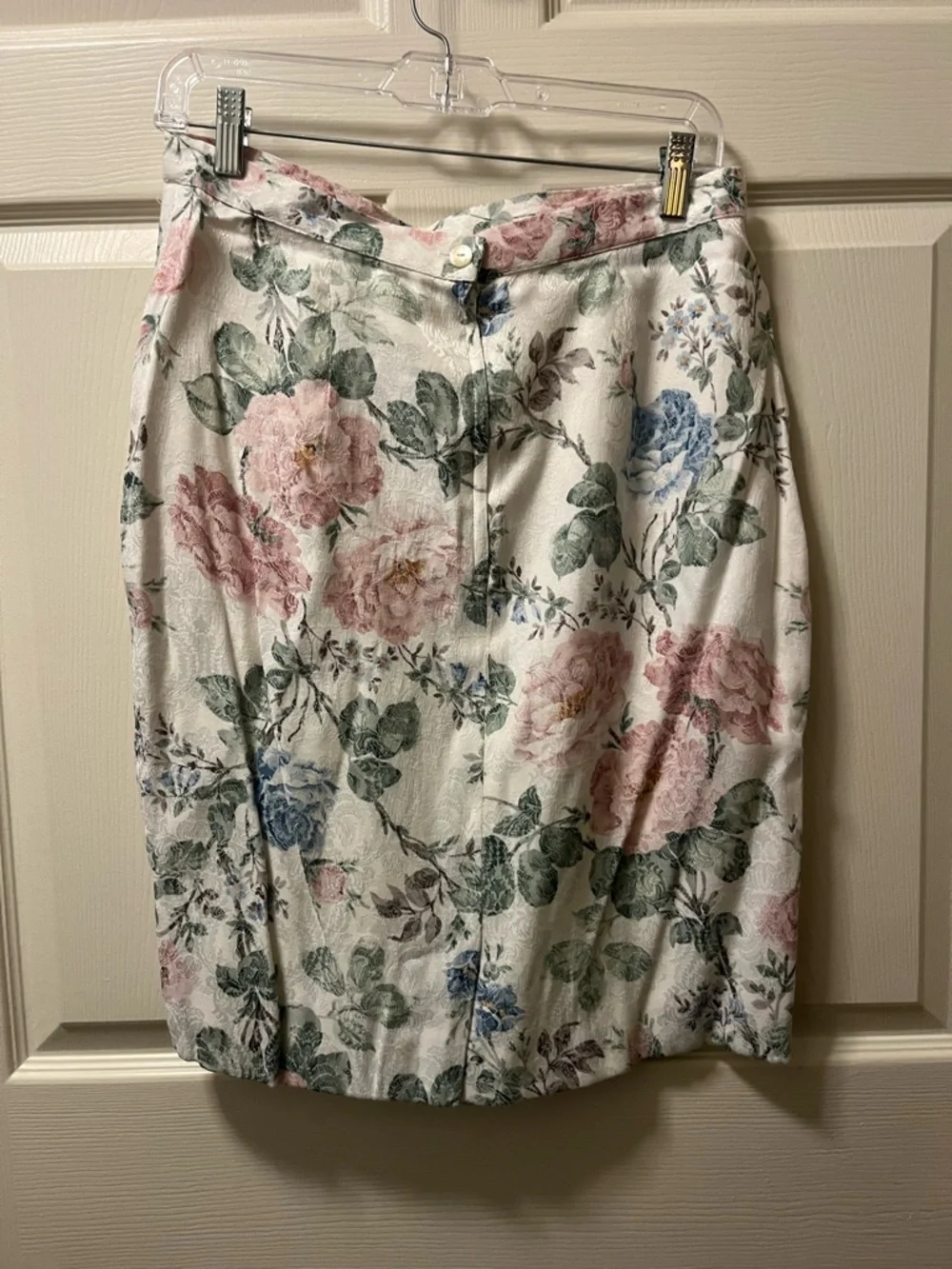 Jessica McClintock Floral Print Ivory Lined Pencil Skirt - Women's Size 14 VTG‎